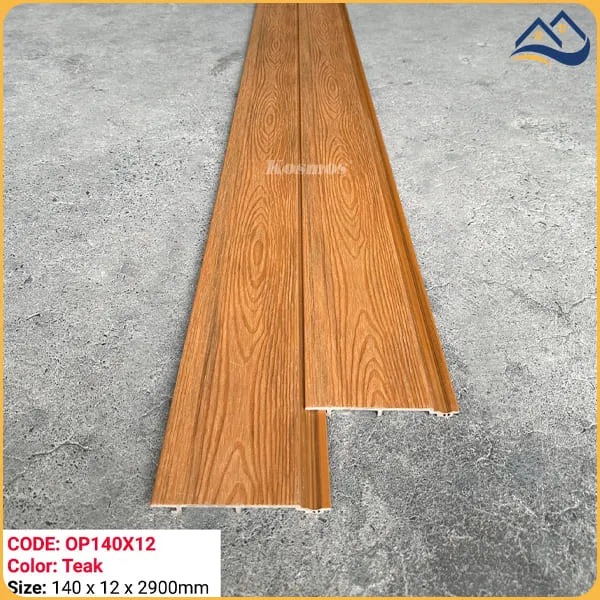 Tấm Ốp Gỗ Nhựa Ngoài Trời Kosmos Phủ ASA OP140X12 Teak